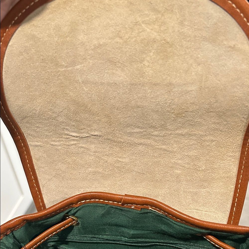 Classic Collection All Weather Leather Vintage Backpack Handbag Green Brown - Picture 7 of 10